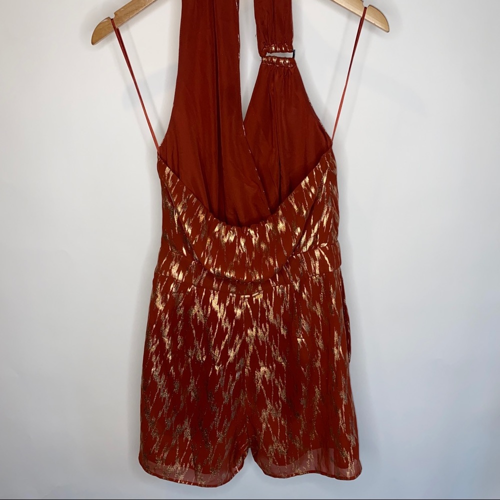 NWT Reiss Red Nova Metallic Wrap Halter Neck Playsuit Romper 4 - Picture 7 of 12